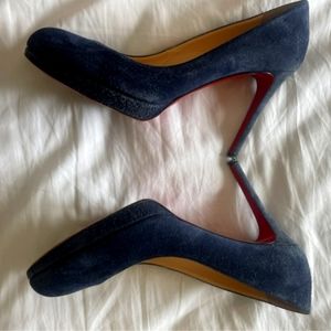 Authenticated Louboutin Blue Suede Shoes